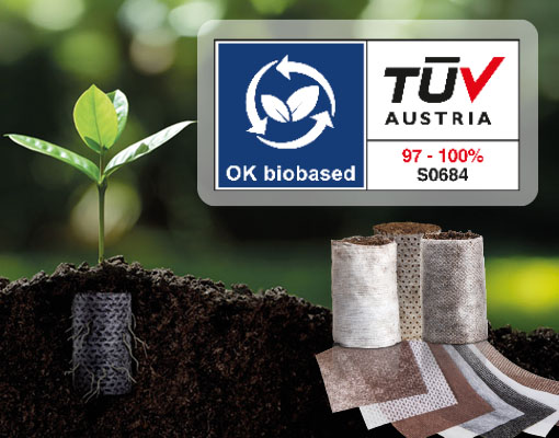 Ellepot Organic 2.0, Ellepot BioMembrane, and Ellepot Plantpaper U1 all carry the new Class 5 certification, guaranteeing a Biobased Carbon Content of 97%–100%_TÜV Austria